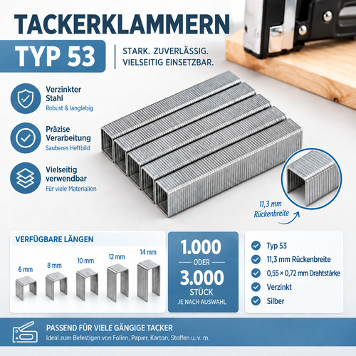 Tackerklammern typ verzinkt - typ, 53